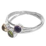 Multi-gemstone cocktail ring, 'Magical Trio' - Amethyst Peridot and Citrine Multigemstone Ring