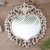 Wood wall mirror, 'Wild Heart' - Hand Carved Wood Heart Shaped Wall Mirror from Indonesia thumbail