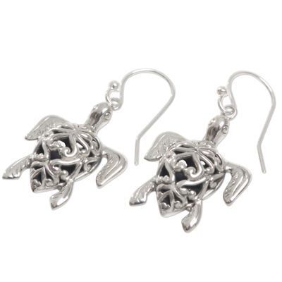 Ohrhänger aus Sterlingsilber - Schildkröten-Ohrringe aus Sterlingsilber mit verführerischem Muscheldesign