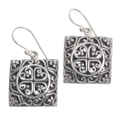 Handmade Sterling Silver Dangle Heart Earrings from Bali