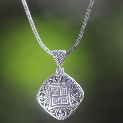 Sterling silver pendant necklace, 'Window to the Heart' - Handmade Sterling Silver Pendant Necklace from Bali