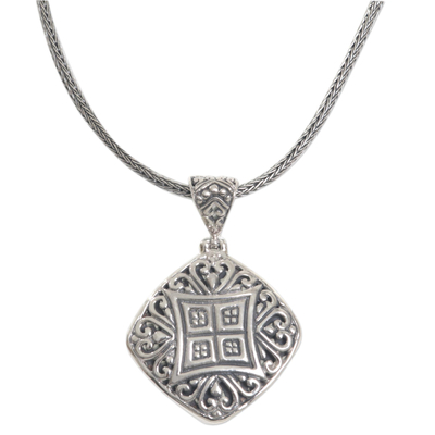 Sterling silver pendant necklace, 'Window to the Heart' - Handmade Sterling Silver Pendant Necklace from Bali