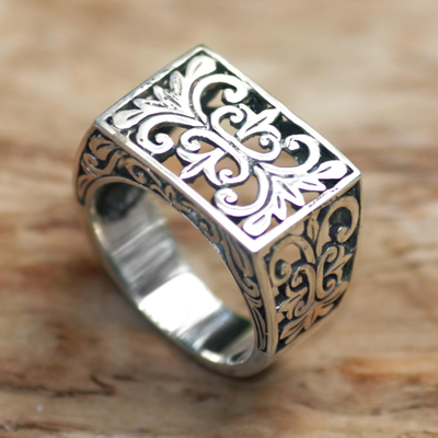 Intricately Made Silver Ring with Wonderfully Regal Motifs - Regal ...