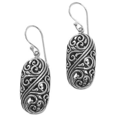Sterling silver dangle earrings, 'Forest of Vines' - Balinese Sterling Silver Swirl Motif Dangle Earrings