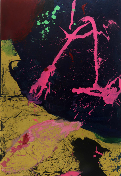 'Blast and Bless II' (2014) - Cuadro alto abstracto multicolor firmado por artista balinés