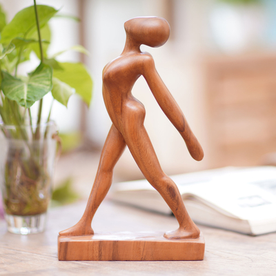 Wood statuette, Stretching Pose