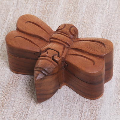 Puzzlebox aus Holz - Handgefertigte dekorative Box aus indonesischem Libellen-Suar-Holz