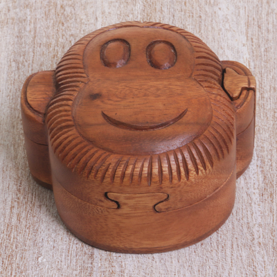 caja de rompecabezas de madera - Caja de rompecabezas de madera hecha a mano Cara de mono de Indonesia