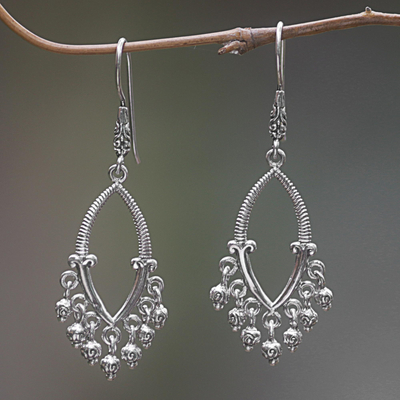 Sterling silver chandelier earrings, 'Fruiting Beauty' - Sterling Silver Spiral Earrings Handmade in Indonesia