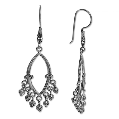 Sterling silver chandelier earrings, 'Fruiting Beauty' - Sterling Silver Spiral Earrings Handmade in Indonesia