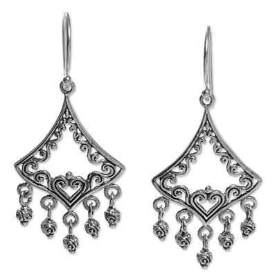 Sterling silver chandelier earrings, 'Flying Kite' - Sterling Silver Kite Earrings Handmade in Indonesia