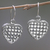 Pendientes colgantes de plata de ley - Aretes colgantes de corazón de plata esterlina hechos a mano en Indonesia