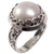 Cultured pearl cocktail ring, 'Call it Grace' - Cultured Mabe Pearl on 925 Silver Cocktail Ring from Bali