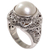 Cultured mabe pearl cocktail ring, 'Magical White' - Cultured Mabe Pearl Ring Hand Crafted in Indonesia