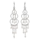 Cultured pearl chandelier earrings, 'Moonlit Orbs' - Sterling Silver Cultured Pearl Chandelier Earrings Indonesia