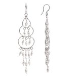 Cultured pearl chandelier earrings, 'Moonlit Orbs' - Sterling Silver Cultured Pearl Chandelier Earrings Indonesia
