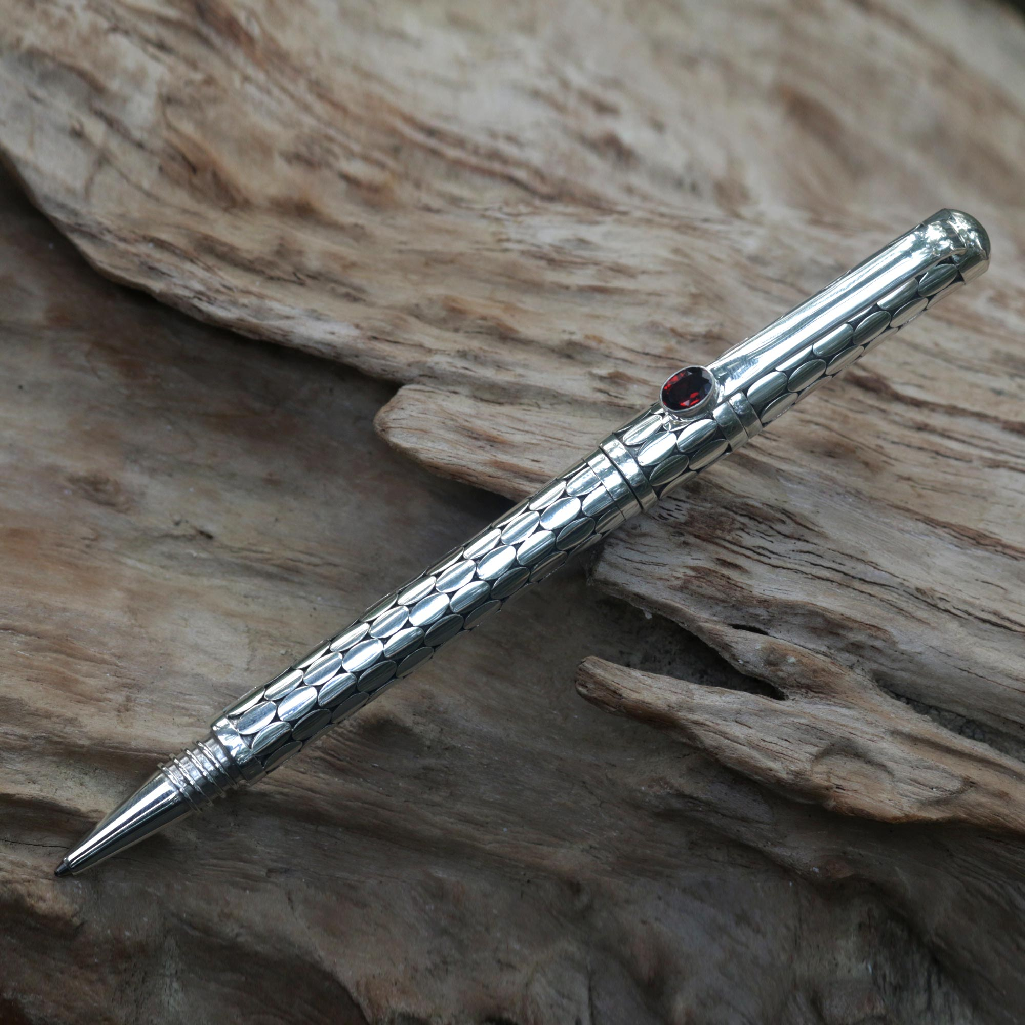 Sterling Silver Horseshoe Motif Black Ink Ball-Point Pen, 'Fortune Suns