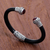Garnet cuff bracelet, 'Untouched Romance' - Garnet Sterling Silver Rubber Cuff Bracelet from Indonesia (image 2) thumbail