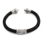 Garnet cuff bracelet, 'Untouched Romance' - Garnet Sterling Silver Rubber Cuff Bracelet from Indonesia