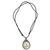 Amethyst and bone pendant necklace, 'Nighttime Owl' - Bone Sterling Silver Amethyst Pendant Necklace Indonesia (image 2b) thumbail
