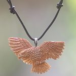 Bone pendant necklace, 'Stoic Eagle' - Hand Made Bone Pendant Necklace Eagle from Indonesia