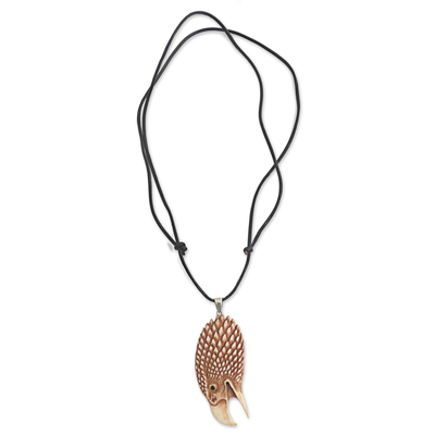 Bone pendant necklace, 'Fierce Eagle' - Hand Made Bone Pendant Necklace Eagle Head from Indonesia