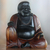 Wood sculpture, 'Joyful Buddha' - Hand Carved Buddha Suar Wood Sculpture Black and Brown (image 2b) thumbail