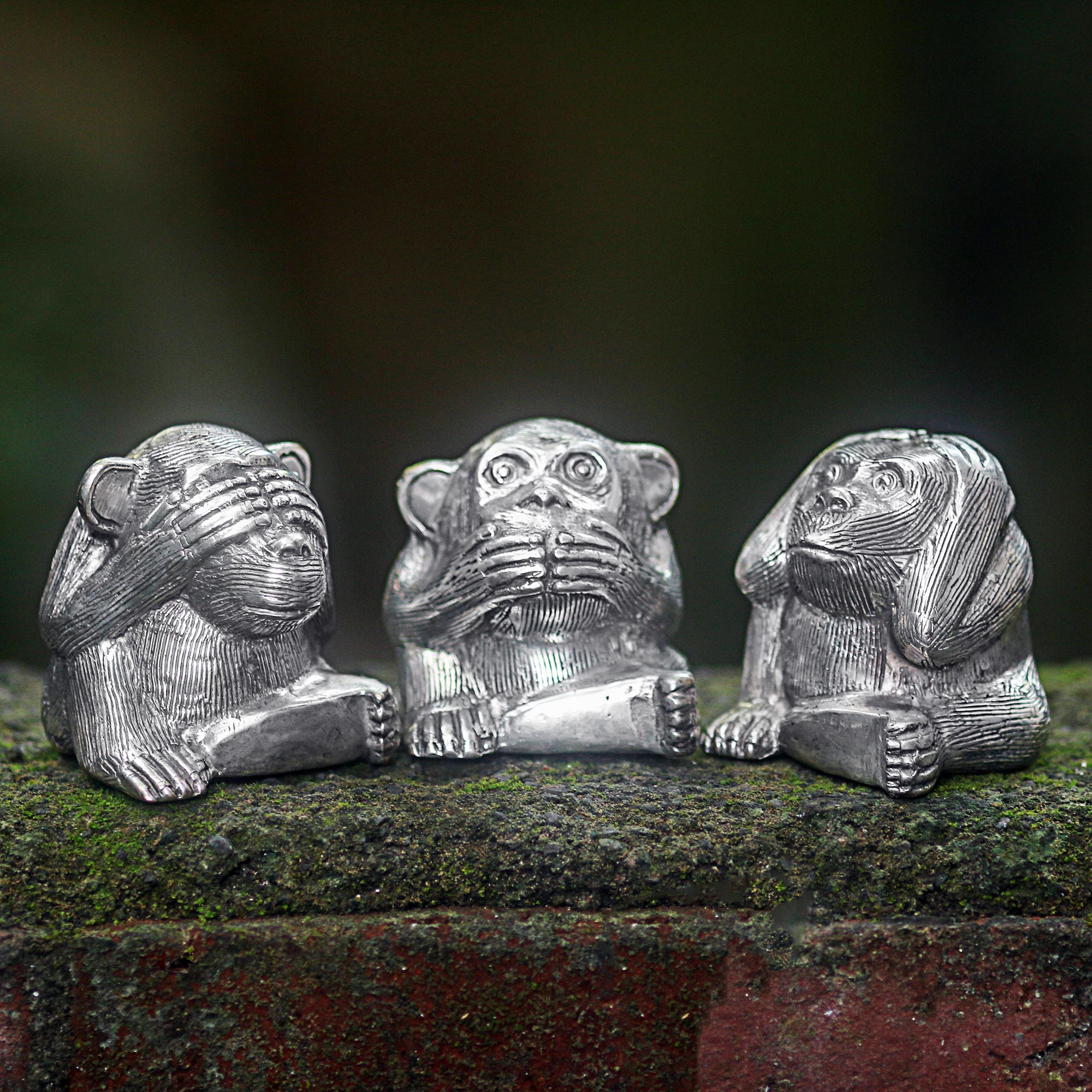 Set of 3 Bronze Coloured Wise Monkeys Ornaments Figures Gift
