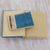 Natural fiber notebooks, 'Autumn Spirit in Blue' (pair) - Handcrafted Pair of Rice Paper Notebooks from Indonesia (image 2d) thumbail
