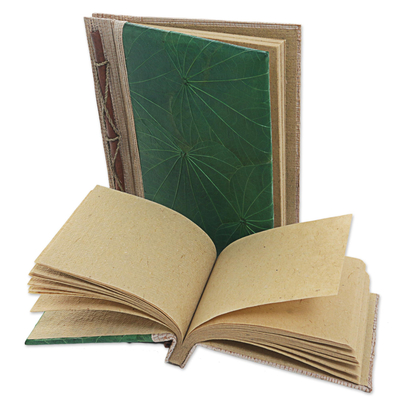 Naturfaser-Notizbücher, (Paar) - Handgefertigtes Paar Reispapier-Notizbücher aus Indonesien