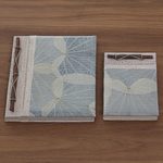 Natural fiber notebooks, 'Autumn Spirit in Grey' (pair) - Handcrafted Pair of Rice Paper Notebooks from Indonesia
