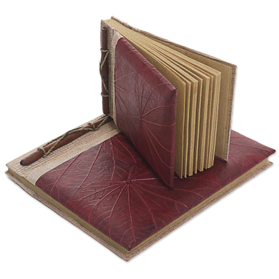 Natural fiber notebooks, 'Autumn Spirit in Red' (pair) - Handcrafted Pair of Rice Paper Notebooks from Indonesia