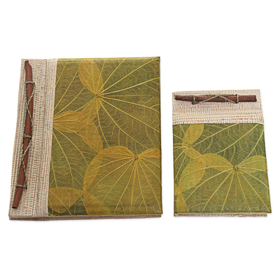 Naturfaser-Notizbücher, (Paar) - Handgefertigtes Paar Reispapier-Notizbücher aus Indonesien