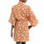 Rayon robe, 'Windy Beach in Orange' - Balinese Rayon Print Robe in Ivory and Orange (image 2g) thumbail