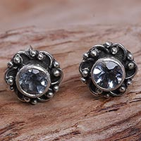 Featured review for Blue topaz stud earrings, Little Happiness in Blue
