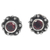 Garnet stud earrings, 'Little Happiness in Red' - Hand Made Garnet and Sterling Silver Flower Stud Earrings thumbail