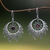 Garnet dangle earrings, 'Shiva's Fire' - Sterling Silver Garnet Dangle Earrings Sun Motif Indonesia thumbail