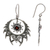 Garnet dangle earrings, 'Shiva's Fire' - Sterling Silver Garnet Dangle Earrings Sun Motif Indonesia (image 2c) thumbail