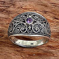 Featured review for Amethyst band ring, Purple Swirls