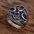 Amethyst multi-stone ring, 'Purple Crest' - Hand Made Sterling Silver Amethyst Multistone Ring Indonesia