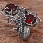 Garnet cocktail ring, 'Magical Union in Red' - Hand Made Garnet Cocktail Ring from Indonesia