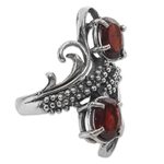 Garnet cocktail ring, 'Magical Union in Red' - Hand Made Garnet Cocktail Ring from Indonesia