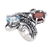 Garnet and blue topaz cocktail ring, 'Magical Union' - Garnet and Blue Topaz Cocktail Ring from Indonesia