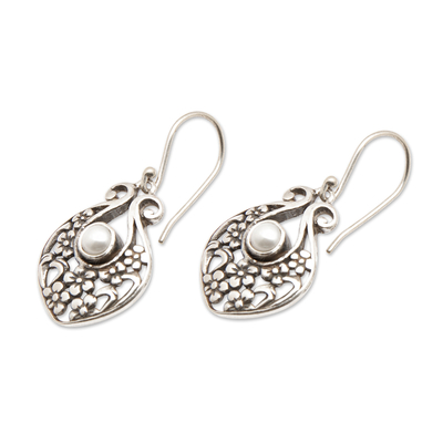 Cultured pearl dangle earrings, 'Sea of the Skies' - Sterling Silver Cultured Pearl Dangle Earrings Indonesia