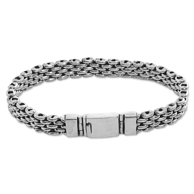 Hand Made Sterling Silver Wristband Bracelet from Indonesia - Sterling ...
