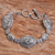 Sterling silver link bracelet, 'Lotus Chain' - Sterling Silver Link Bracelet with Floral Motif