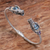Gold accented blue topaz and amethyst cuff bracelet, 'Dragon Heads' - Blue Topaz Amethyst Sterling Silver Dragon Cuff Bracelet