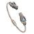 Gold accented blue topaz and amethyst cuff bracelet, 'Dragon Heads' - Blue Topaz Amethyst Sterling Silver Dragon Cuff Bracelet (image 2a) thumbail
