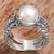 Cultured pearl cocktail ring, 'Romancing the Moon' - Cultured Freshwater Pearl and Sterling Silver Cocktail Ring