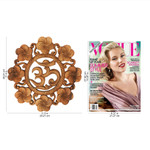 Wood relief panel, 'Blooming Om' - Suar Wood Wall Relief Panel Floral Om from Indonesia